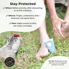 Salty Britches weather-resistant formula forms a protective barrier on skin