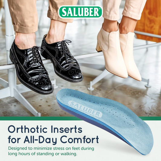Saluber orthotic inserts showing anatomical arch support for better alignment.