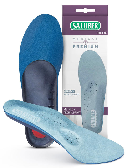 Saluber orthotic inserts with arch support for all-day comfort and foot alignment.
