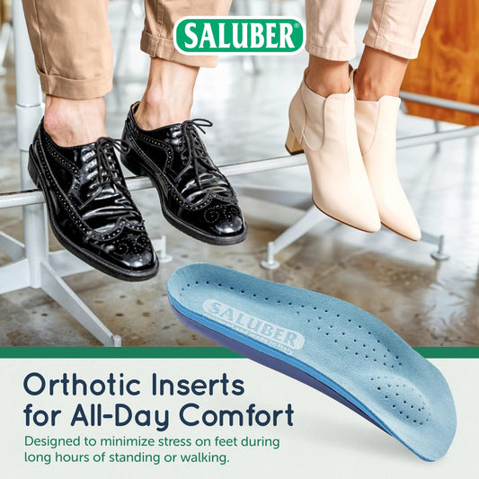 Saluber orthotic inserts featuring a metatarsal pad for targeted forefoot relief.