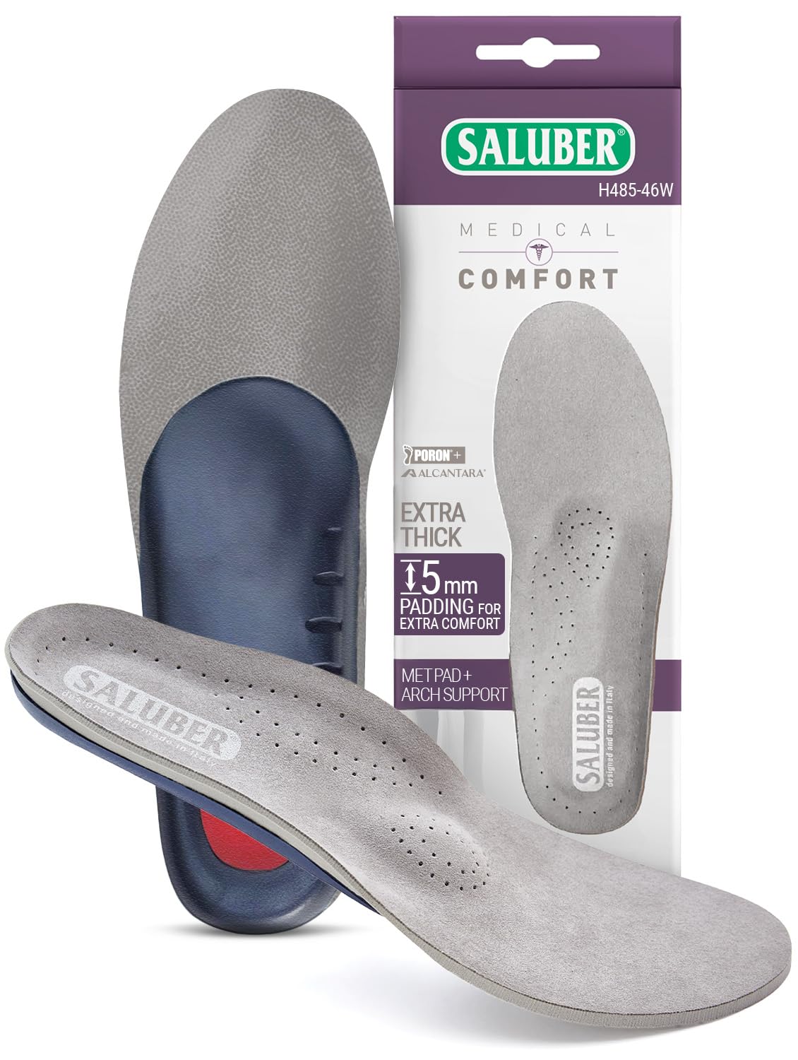 Saluber orthotic inserts with Poron footbed providing all-day cushioning