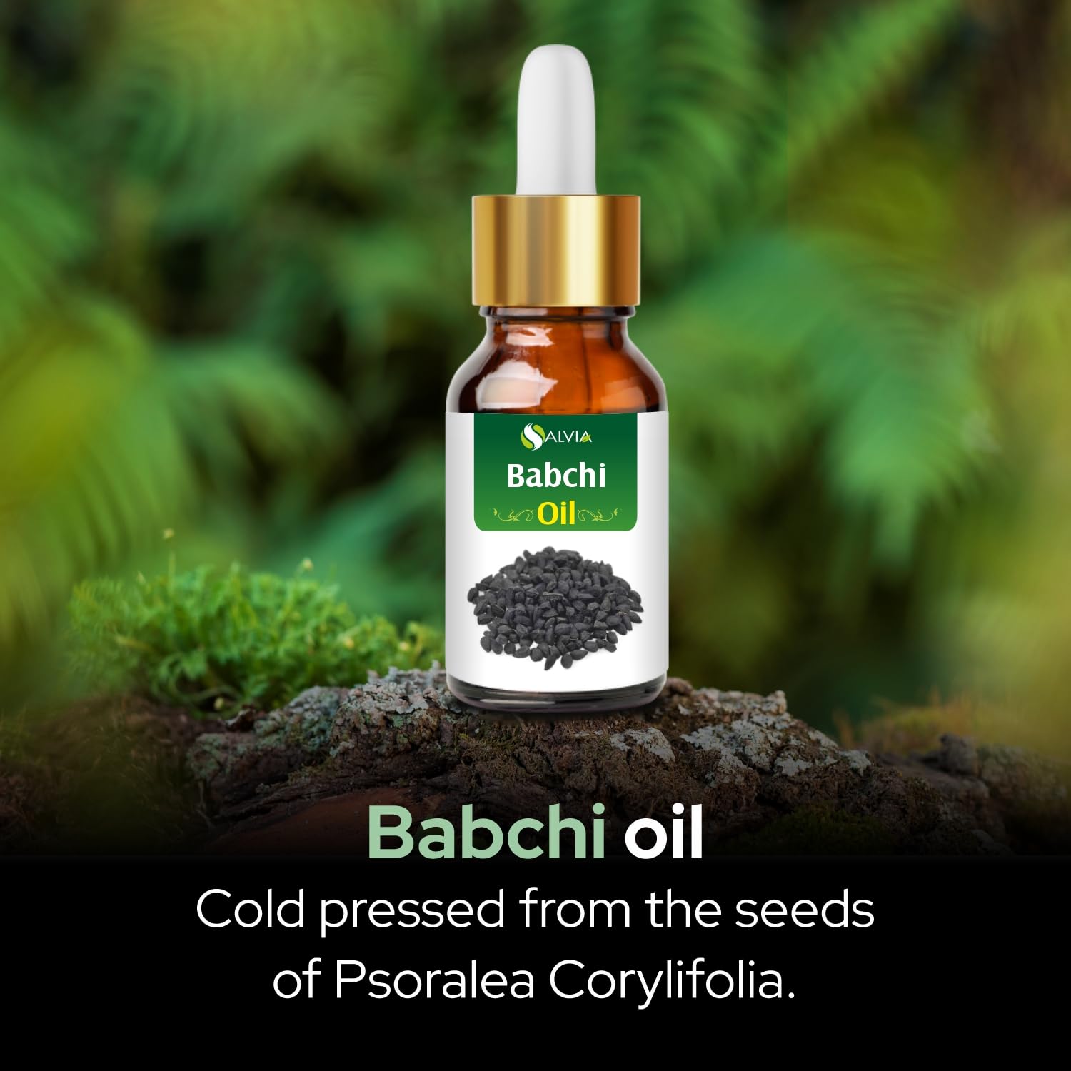Salvia Babchi Oil packaging with label communicates product identity and quality.