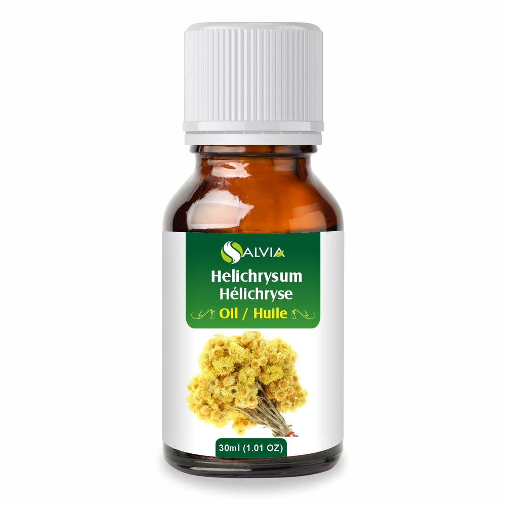 Salvia Helichrysum essential oil bottle close-up for premium aromatherapy sessions