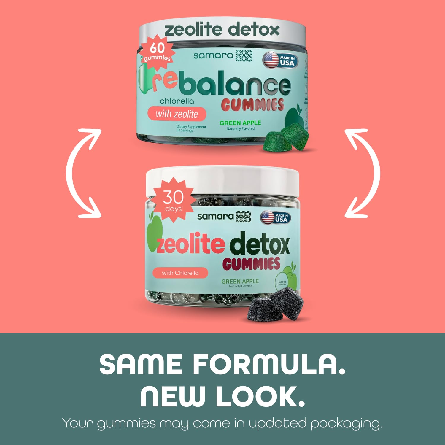 Samara 888 Zeolite Detox gummies pack shows a vegan detox option