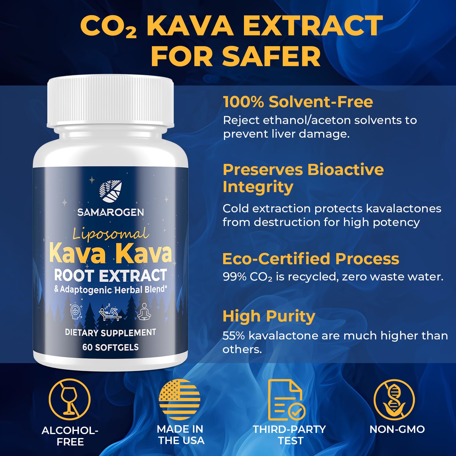 Samarogen Kava Kava Capsules with Ashwagandha blend supports stress resilience