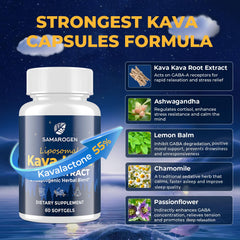 Samarogen Kava Kava Capsules packaging box presents premium herbal sleep support