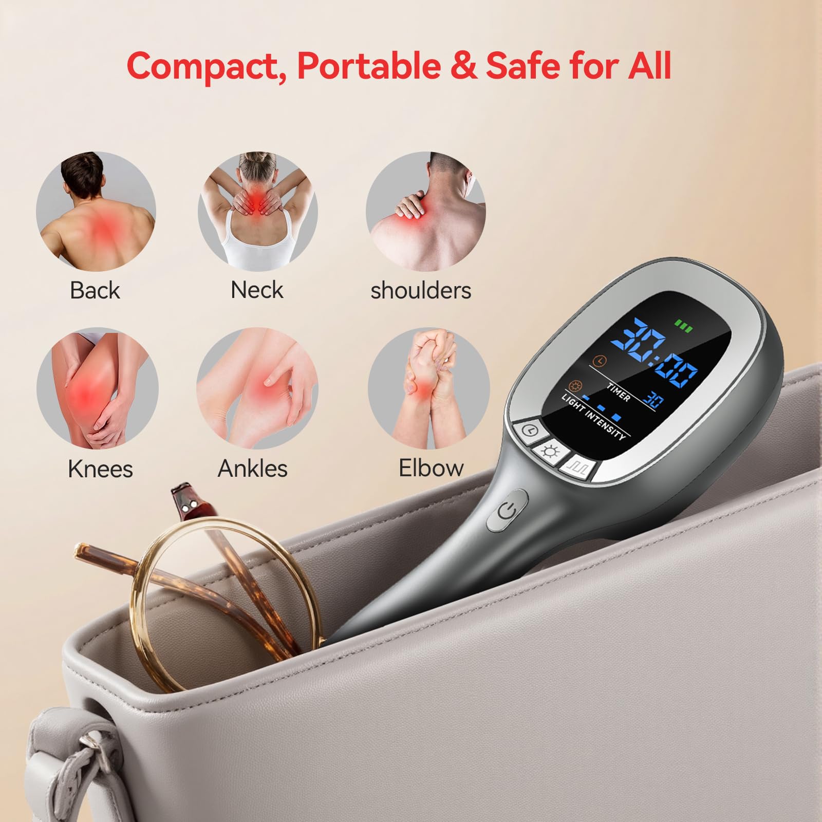 Samatule dual-mode wand showing continuous and pulsed light options