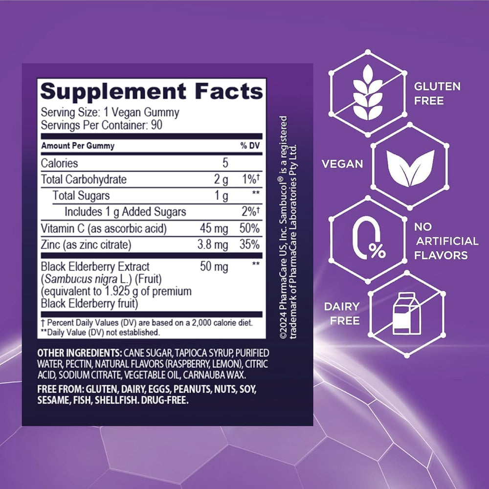 Sambucol Elderberry Gummies berry flavor invites daily use for families