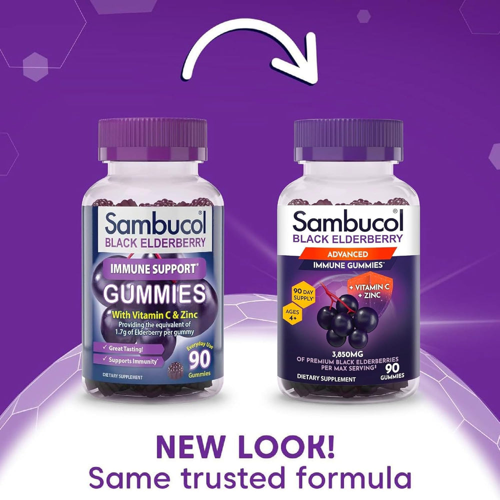 Close-up of Sambucol Gummies texture for a tasty daily berry bite