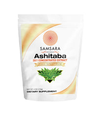 Samsara Herbs Ashitaba extract powder bottle showing concentrated form for daily use