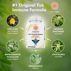 Samsara Herbs Tick Immune capsules close-up showing easy-to-swallow supplement form