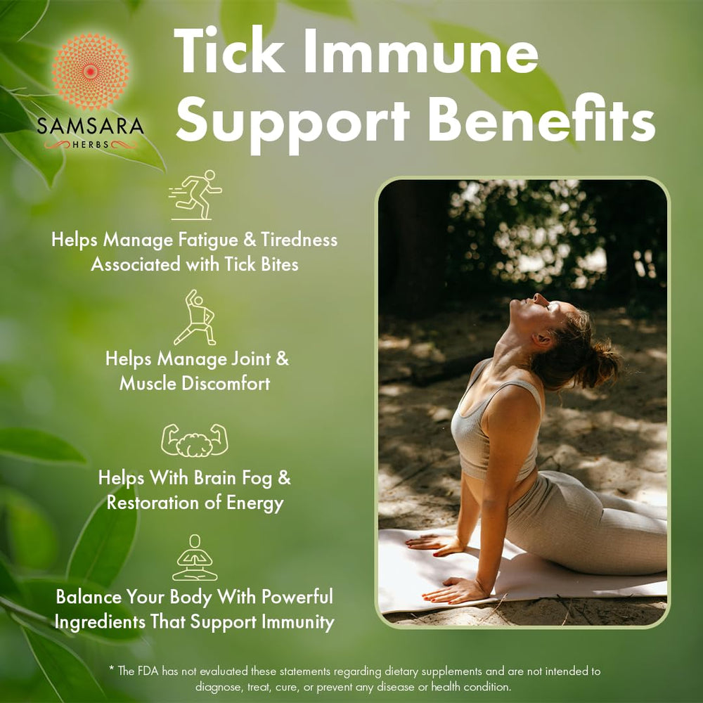 Samsara Herbs Tick Immune ingredients label emphasizing high-strength botanicals and concentrations