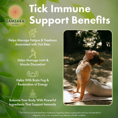 Samsara Herbs Tick Immune ingredients label emphasizing high-strength botanicals and concentrations