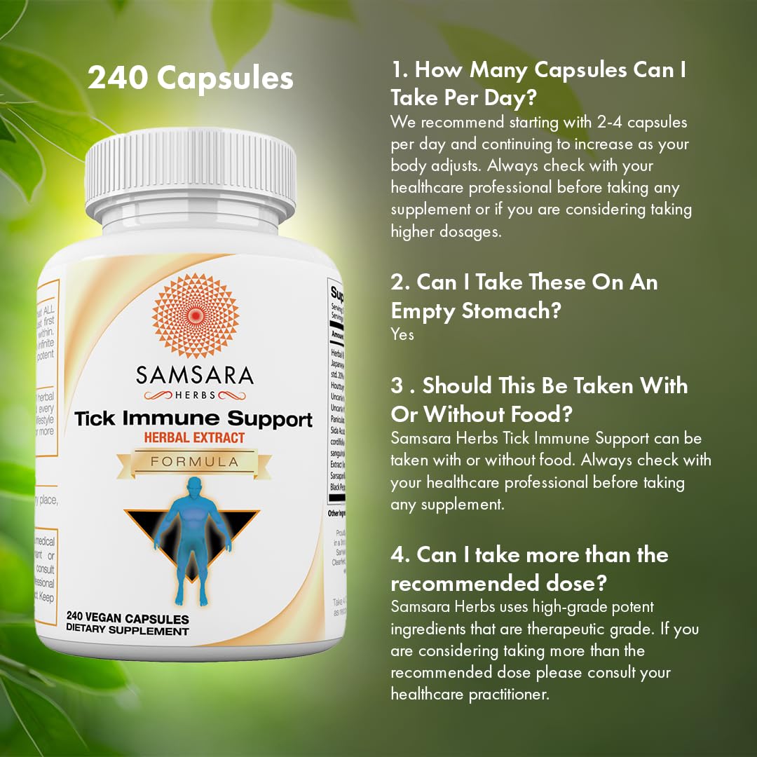 Samsara Herbs Tick Immune packaging box conveying potency and non-GMO quality