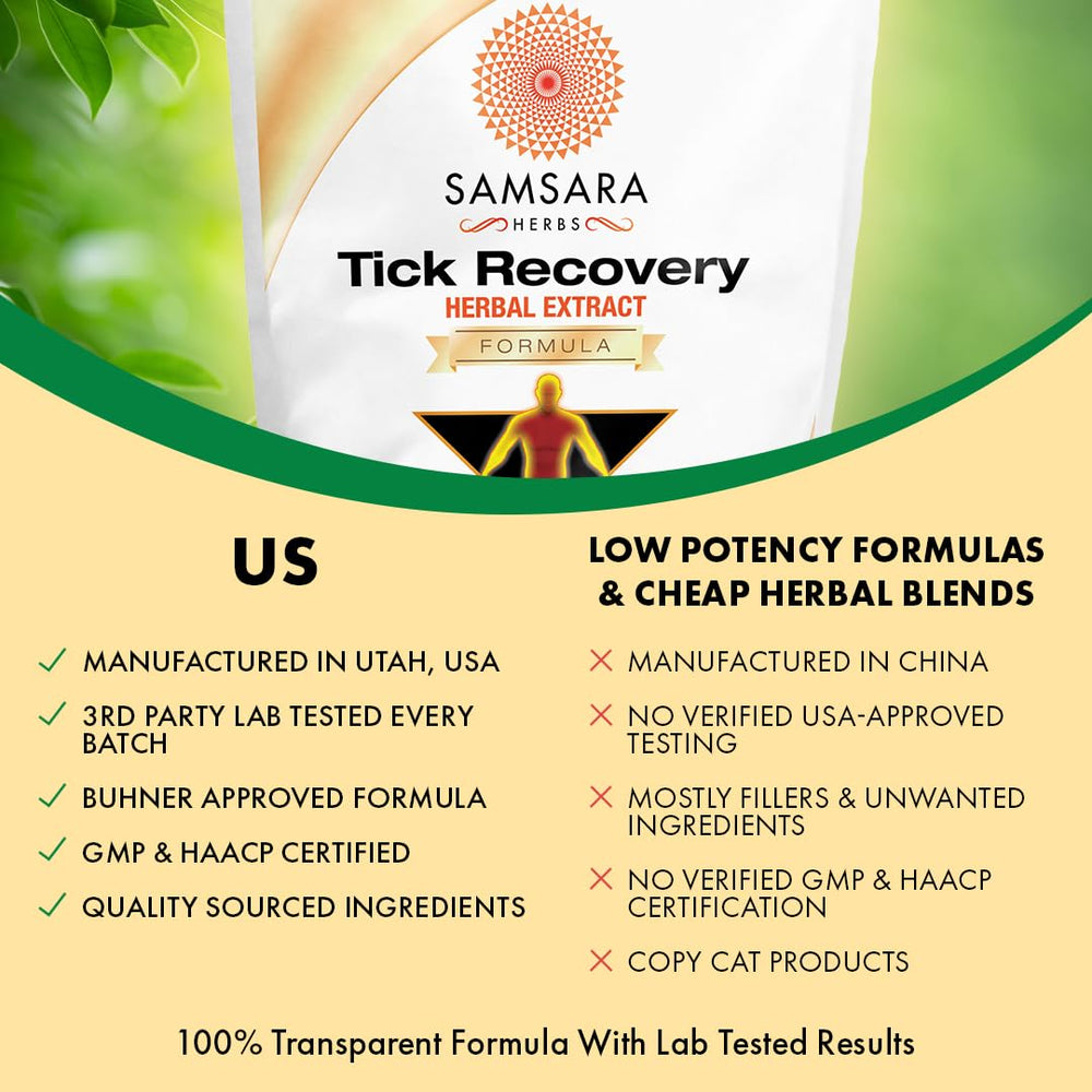 Samsara Herbs Tick Recovery ingredients Japanese knotweed, part of the herbal blend.