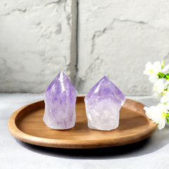 SAMSARI amethyst crystal meditation altar piece, calming ambiance and supportive energy for reflection.