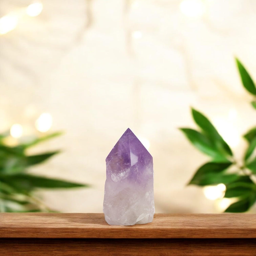 SAMSARI amethyst crystal points for yoga focus, deepening concentration and spiritual connection.