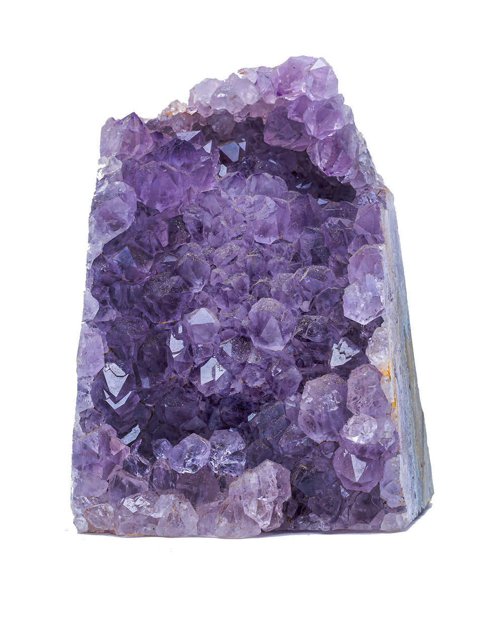 SAMSARI amethyst geode top view reveals facets and sparkle.
