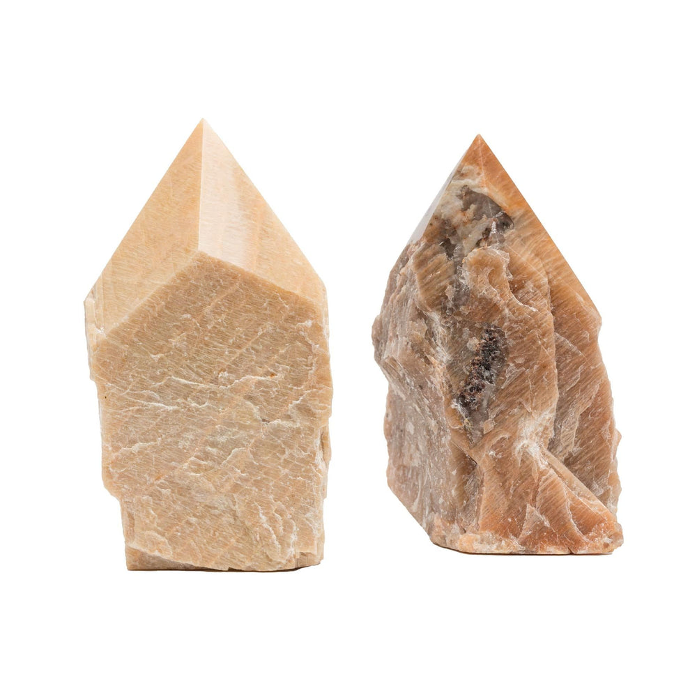 SAMSARI Feldspar crystal point close-up showing natural earthy tones ideal for grounding energy.
