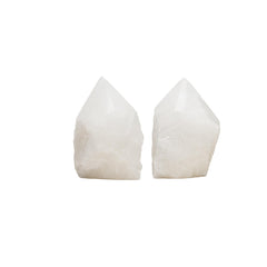 SAMSARI Milky Quartz Points closeup for calming meditation focus.