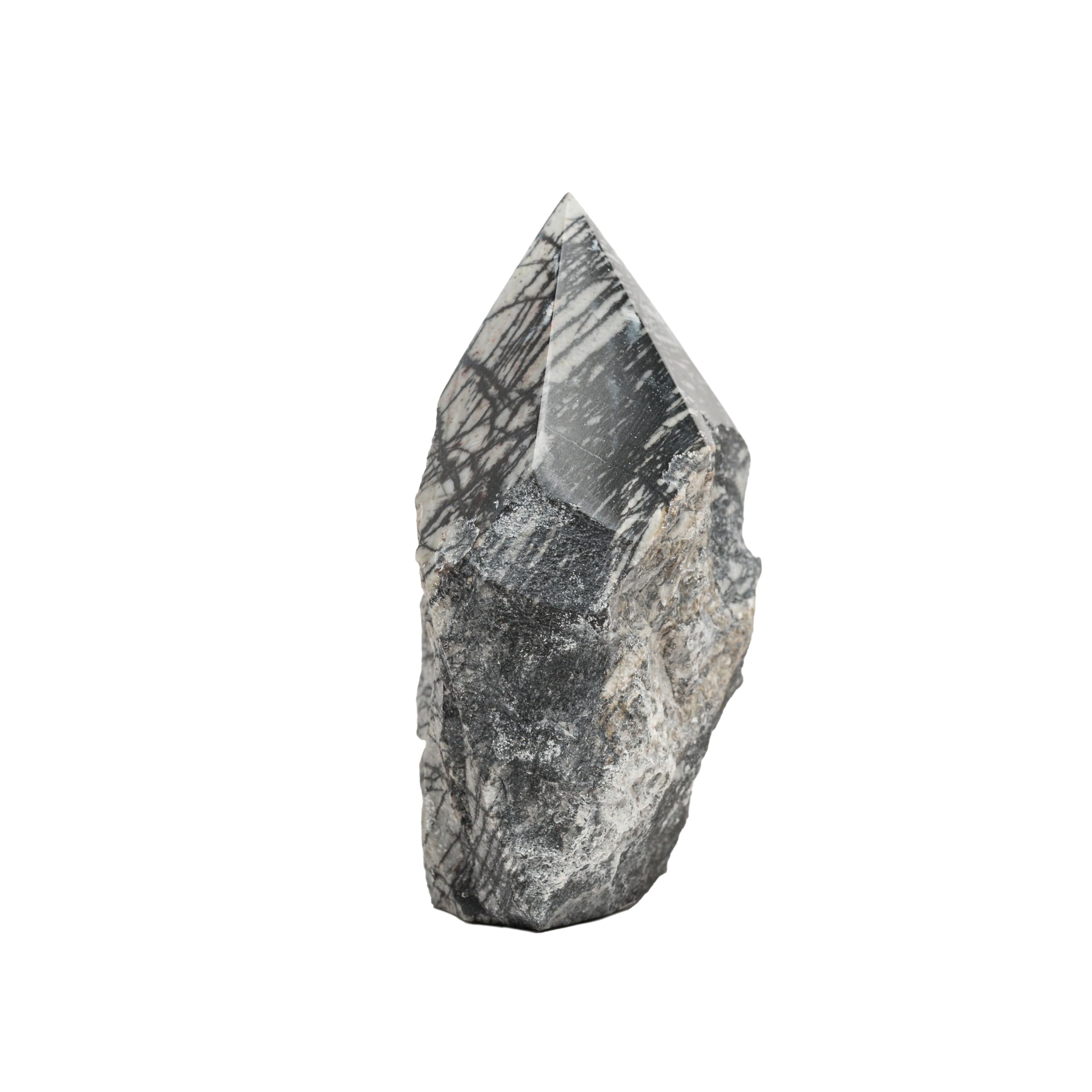 SAMSARI Net Jasper point with earthy patterns ideal for meditation grounding.