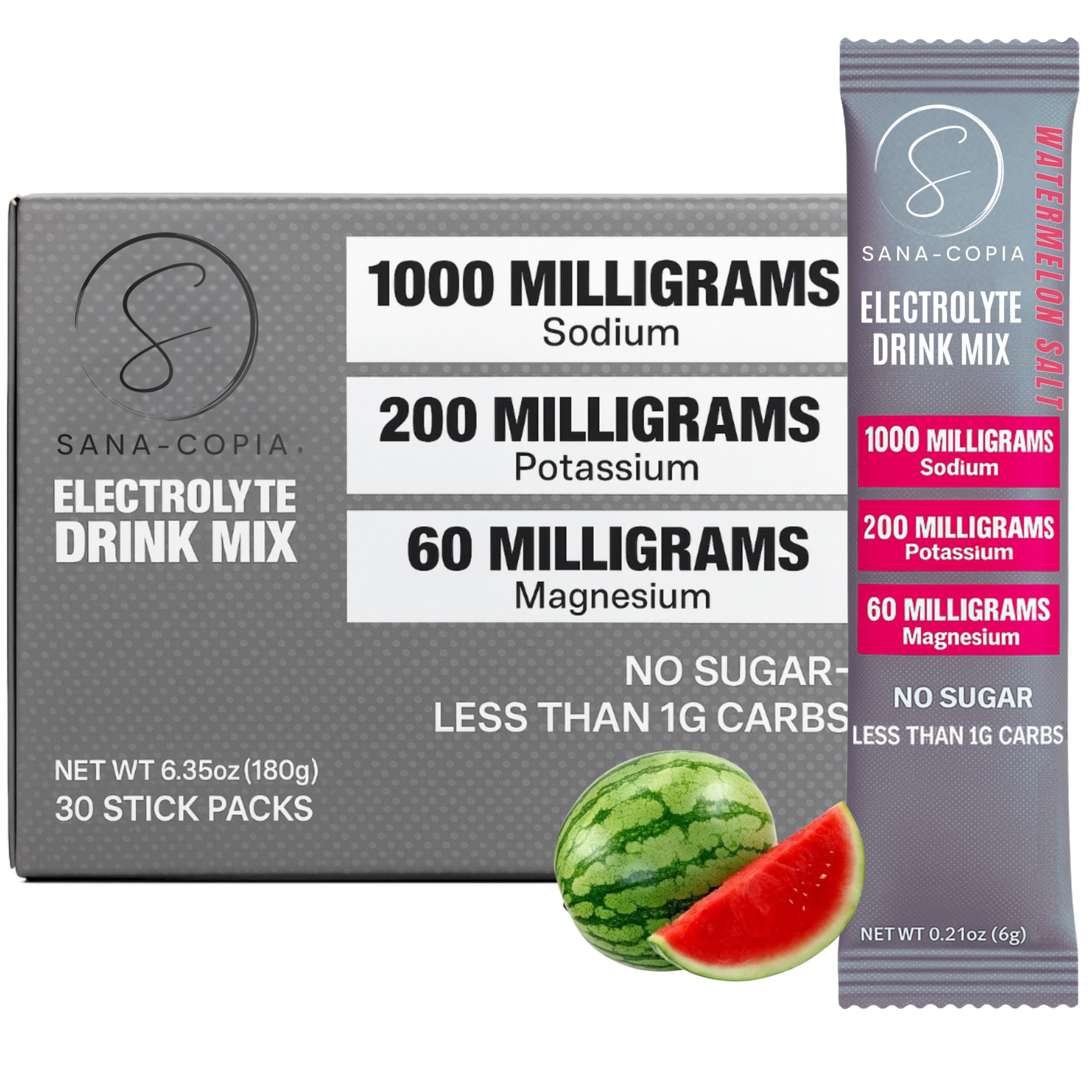 SANA-COPIA Watermelon Salt drink-mix packet ready for quick hydration before workouts.