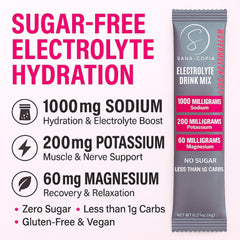 SANA-COPIA Watermelon Salt sachet closeup showcasing sugar-free electrolyte boost.