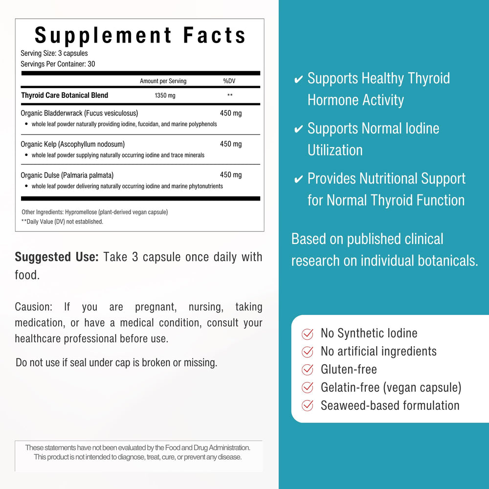 Sana Herbal Sciences Thyroid Supplement bottle back with dosing information