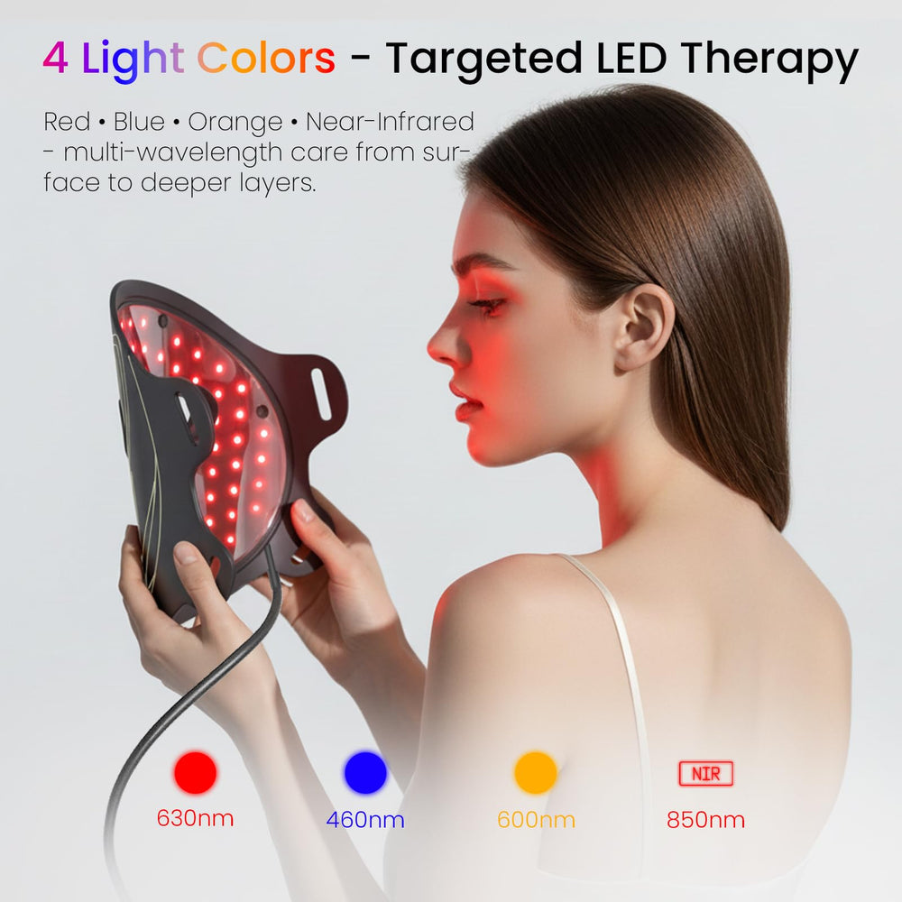SanaTech LED mask side profile showing slim, comfortable design