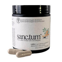 Sanctum bottle front image showing calming gut support for digestion