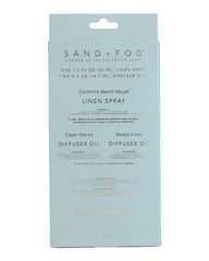 Sand and Fog linen spray bottle enhances fabric freshness and room scent.