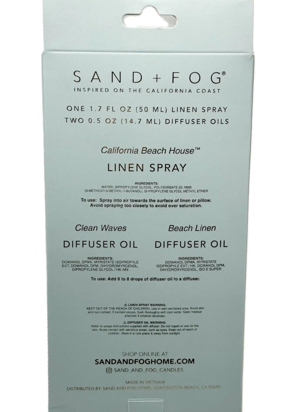 Sand and Fog coastal aromatherapy scene creates easy ambiance with eucalyptus.