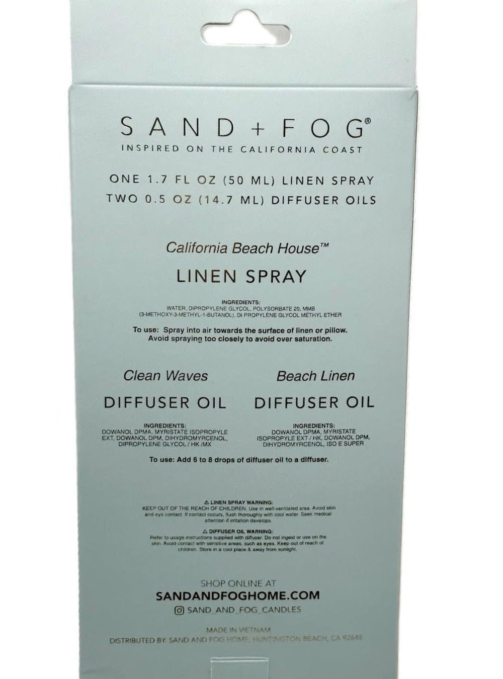 Sand and Fog coastal aromatherapy scene creates easy ambiance with eucalyptus.