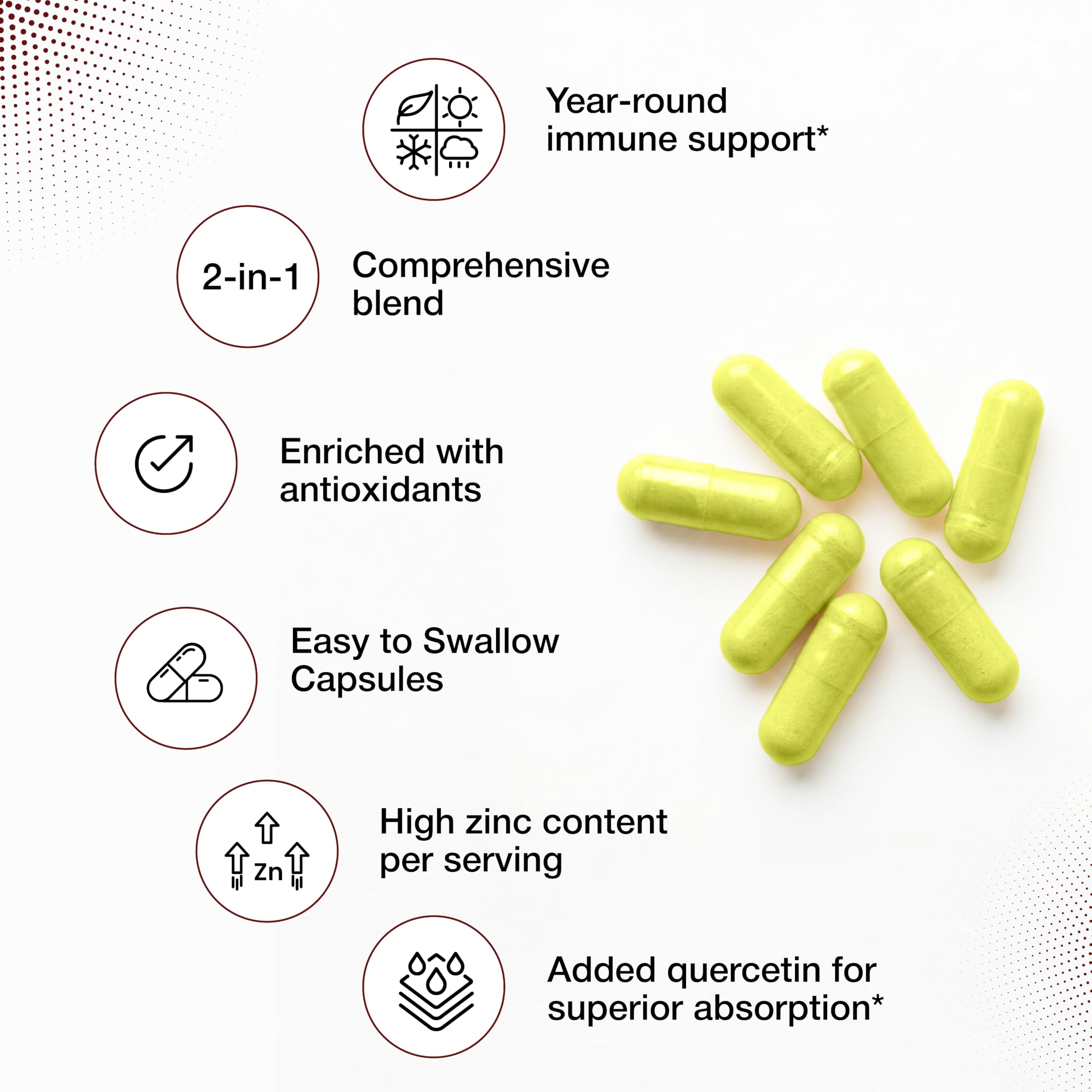 Sandhu's Zinc Quercetin packaging back showing supplement facts and NSF-GMP certification