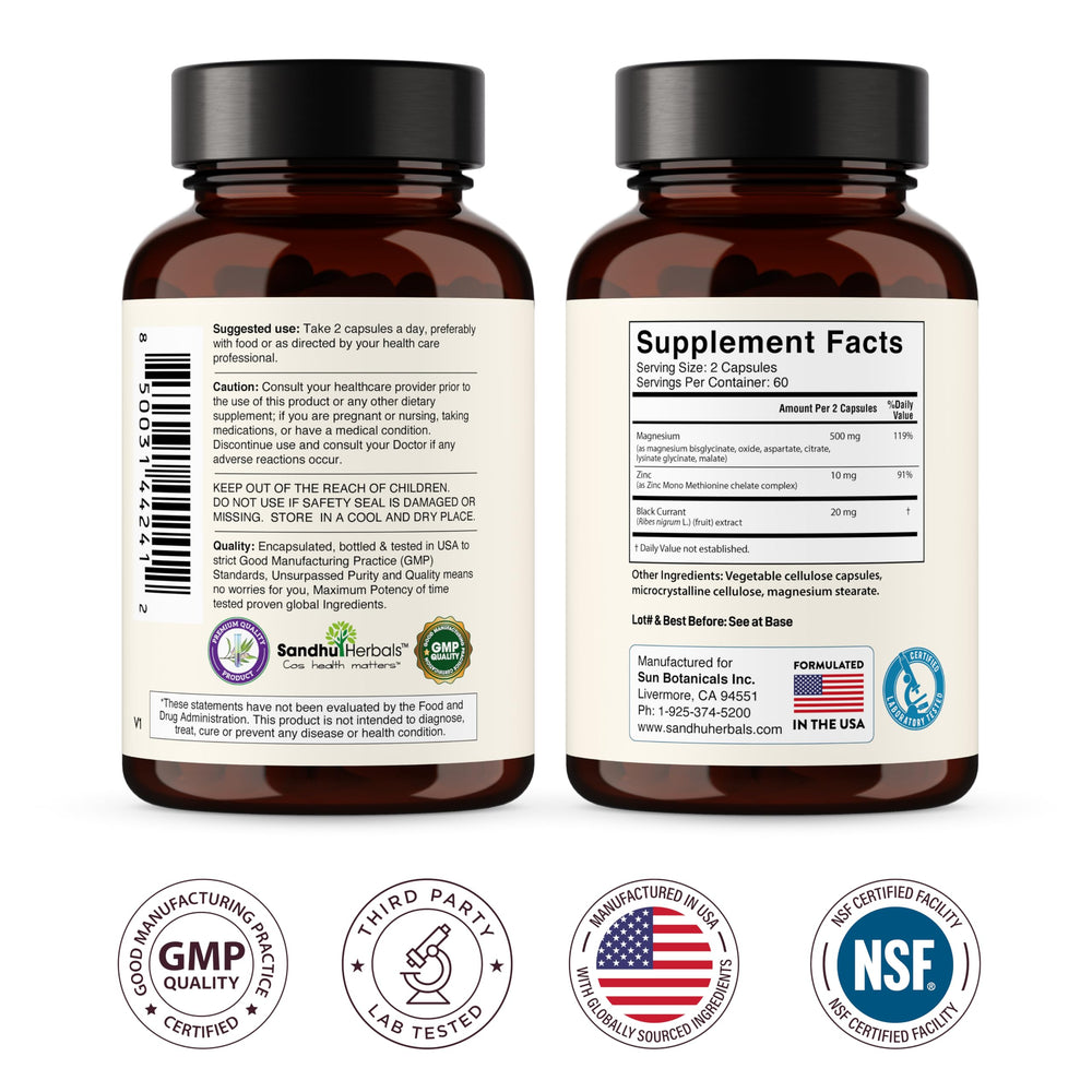 SANDHUHERBALS Complete Magnesium gluten free icon highlighting allergen safety