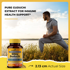 SANDHUHERBALS Giloy label confirms gluten-free and vegetarian capsules.