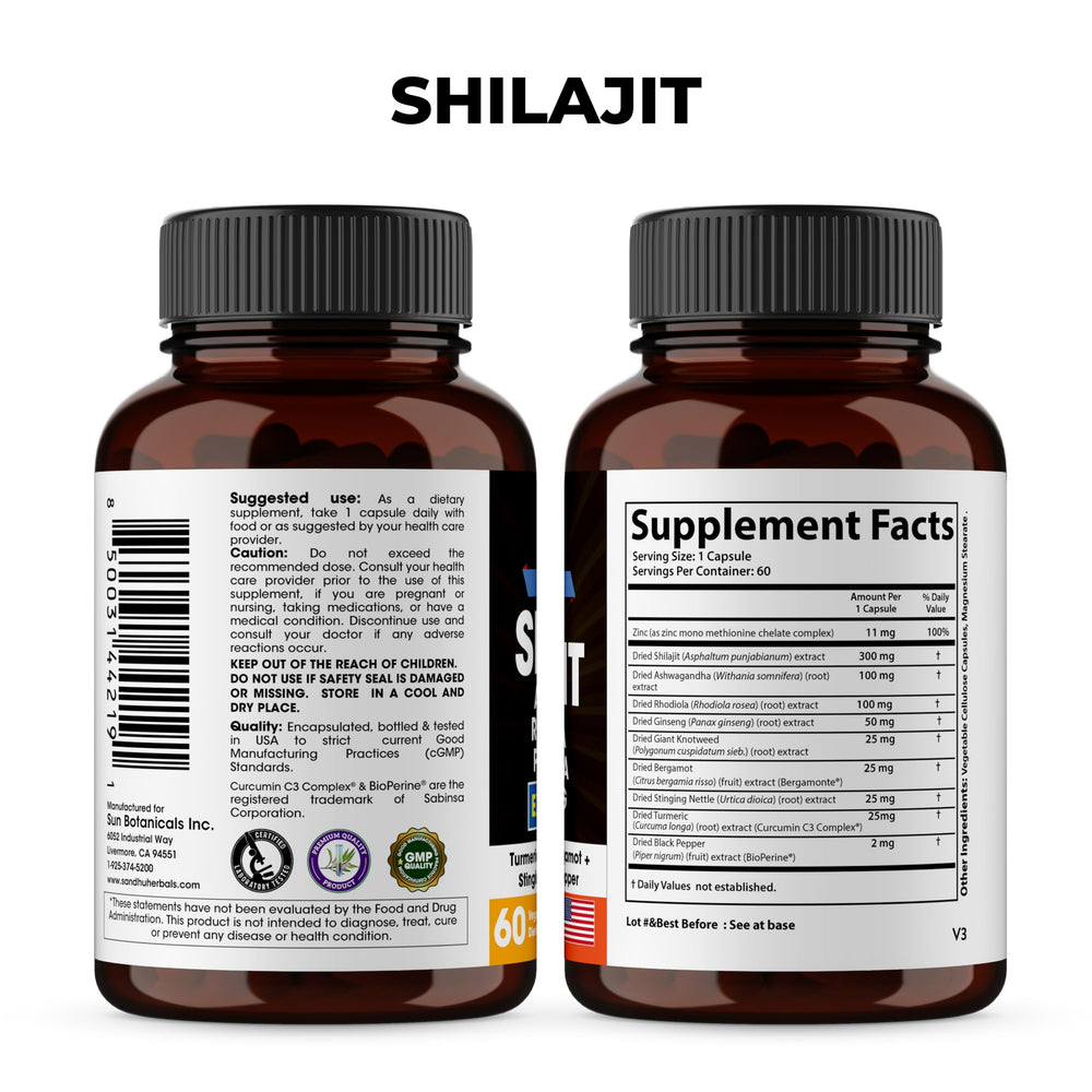 SandhuHerbals Rhodiola Panax Ginseng capsules suggest energy and focus benefits.