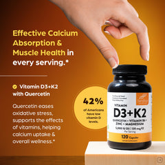 Sandhu's D3K2 bottle front-label showing D3 and K2 for calcium support