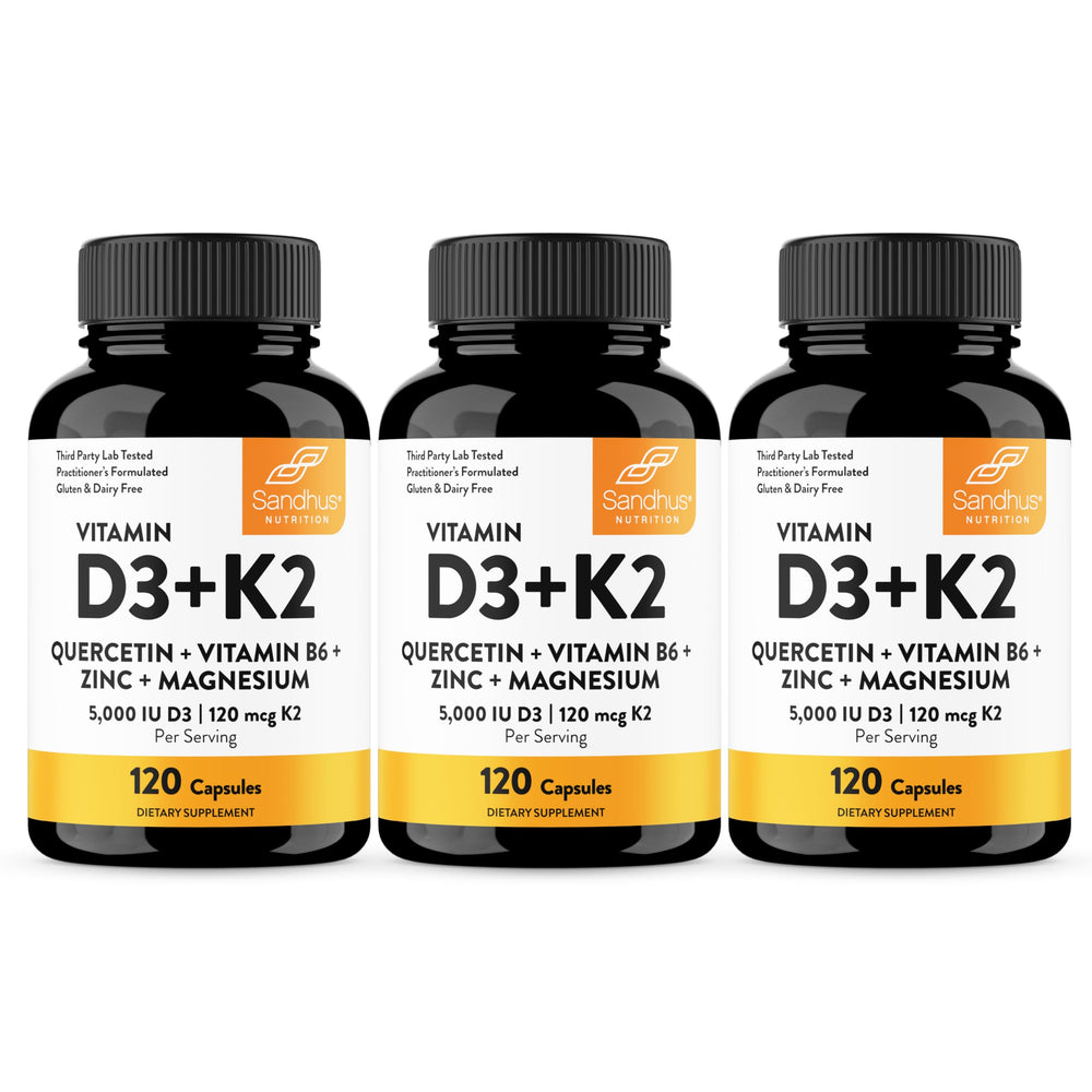Sandhu's D3K2 Magnesium capsules in a bottle for easy daily intake
