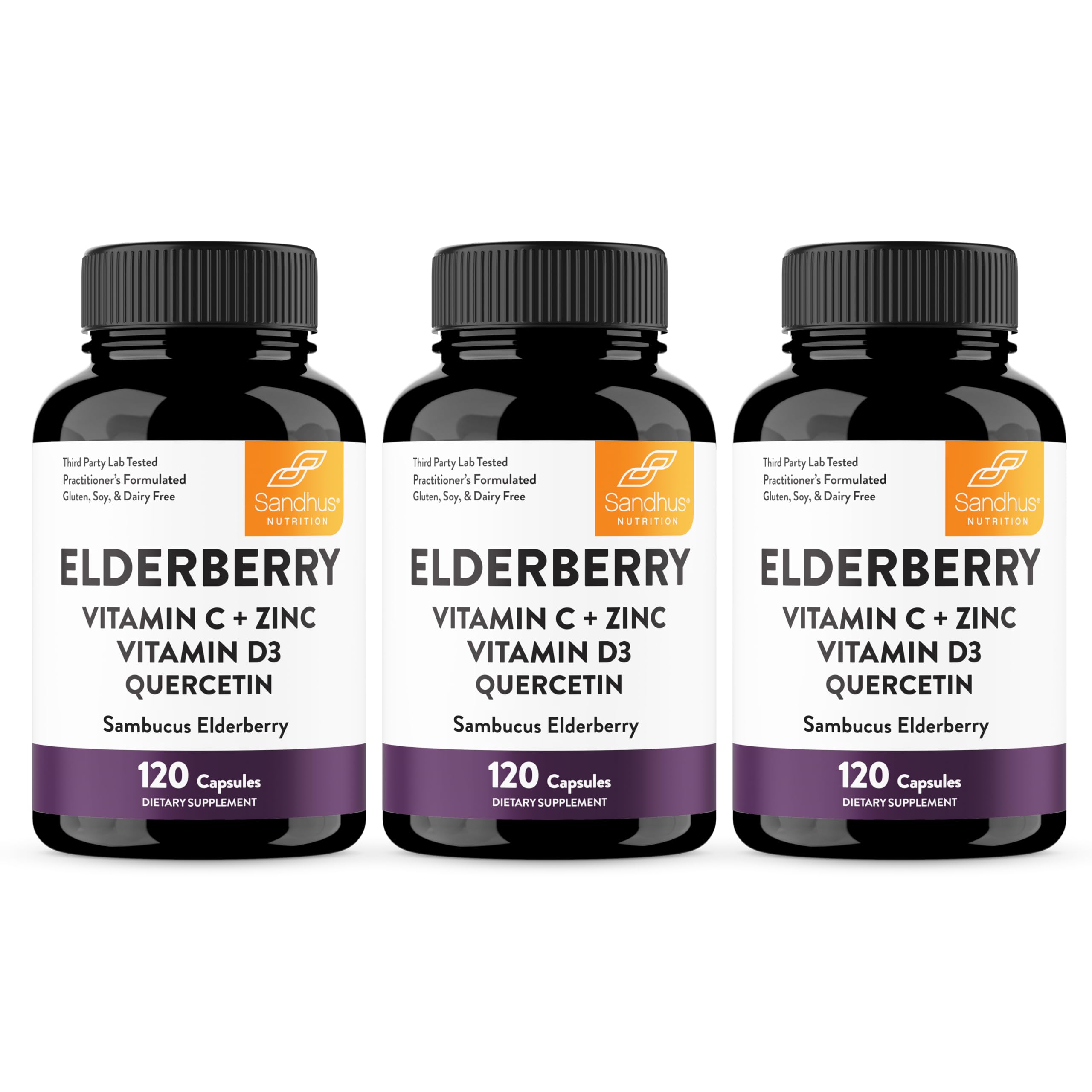 Sandhu's Elderberry Vitamin C Zinc bottle for daily immune support
