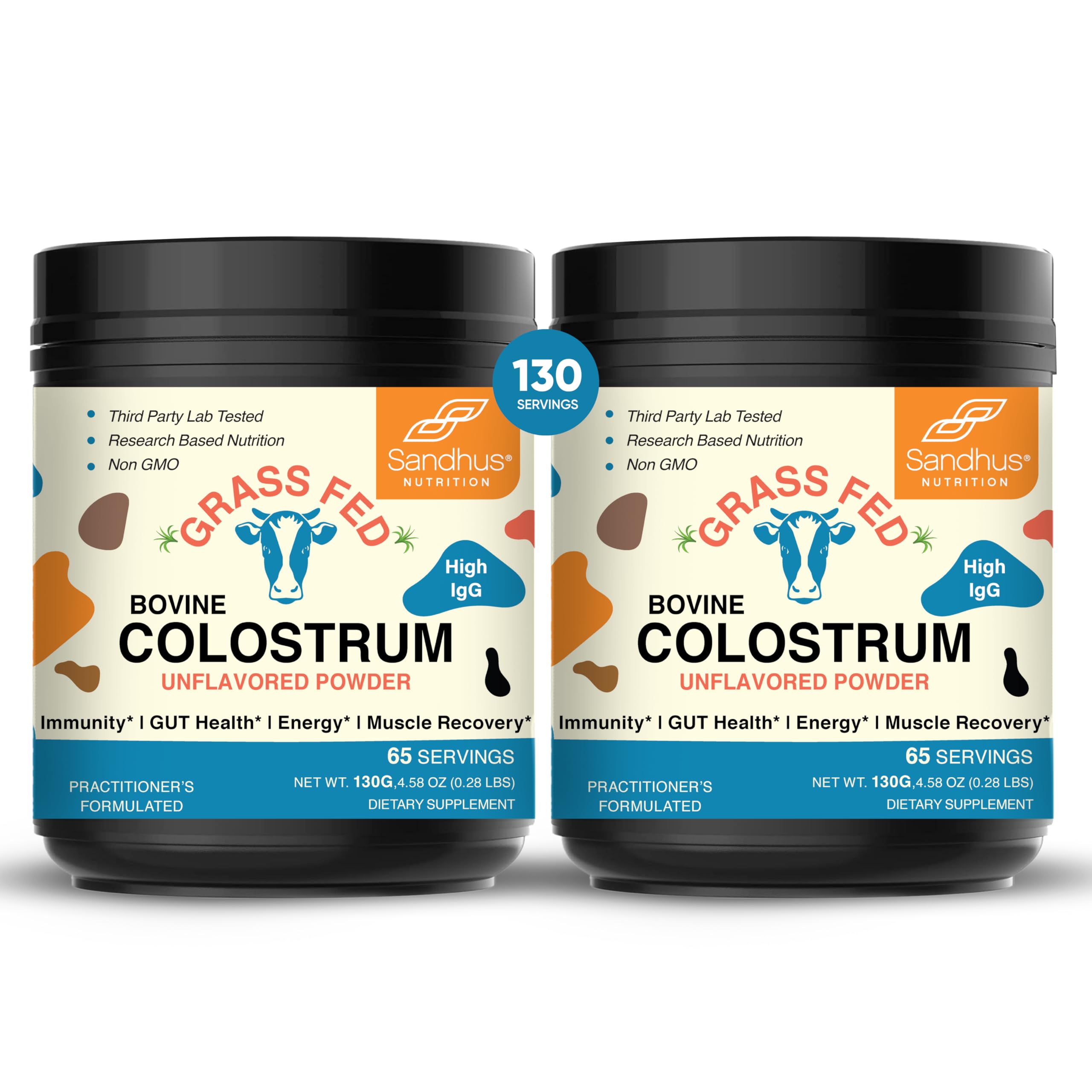 Sandhu's Grass Fed Colostrum bottle pour for easy daily serving.