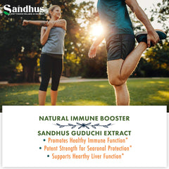 Sandhu's Guduchi Giloy capsules arranged for easy daily use.
