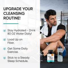 Sandhu's Gut Cleanse at bedtime capsules beside a glass of water