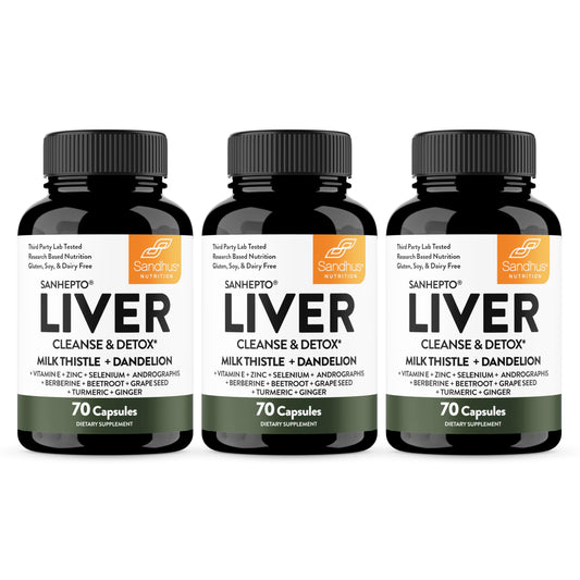 Sandhu's Liver Cleanse bottle front view for daily liver support