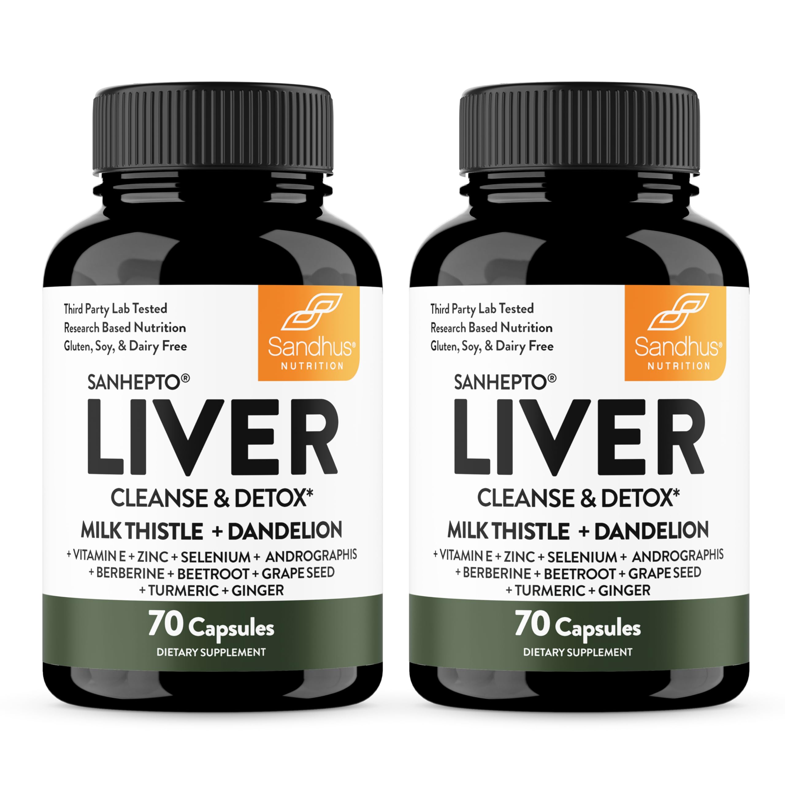 Sandhu's Liver Cleanse bottle front view for daily liver support