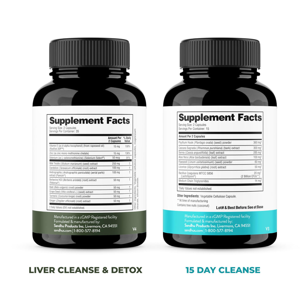 Sandhu's Liver Cleanse capsules in a blister pack for easy daily use.