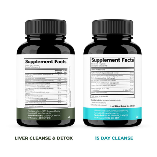 Sandhu's Liver Cleanse capsules in a blister pack for easy daily use.