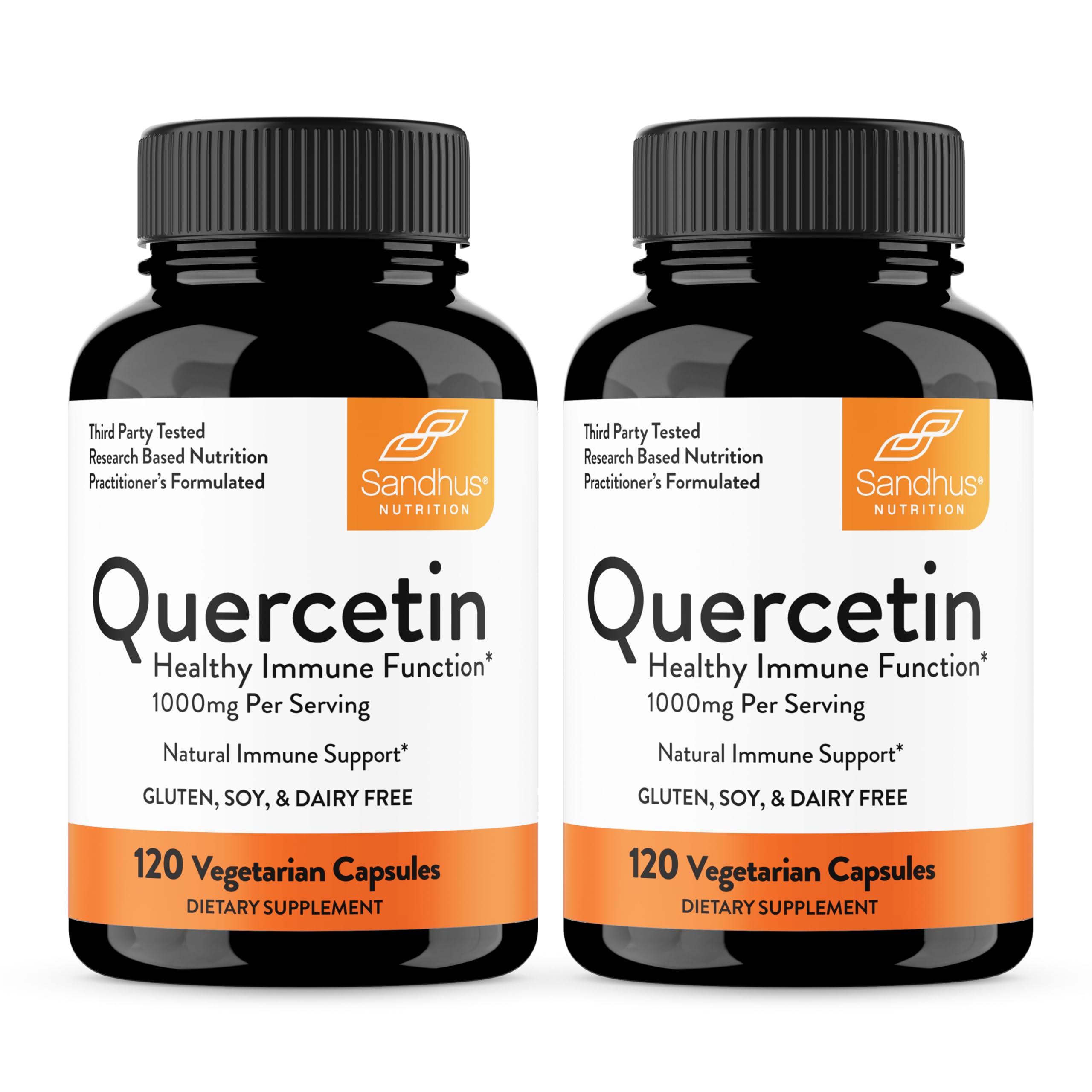 Sandhu's Quercetin 500mg capsule close-up for daily immune support.