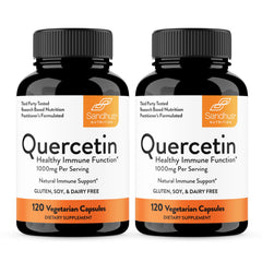 Sandhu's Quercetin 500mg capsule close-up for daily immune support.