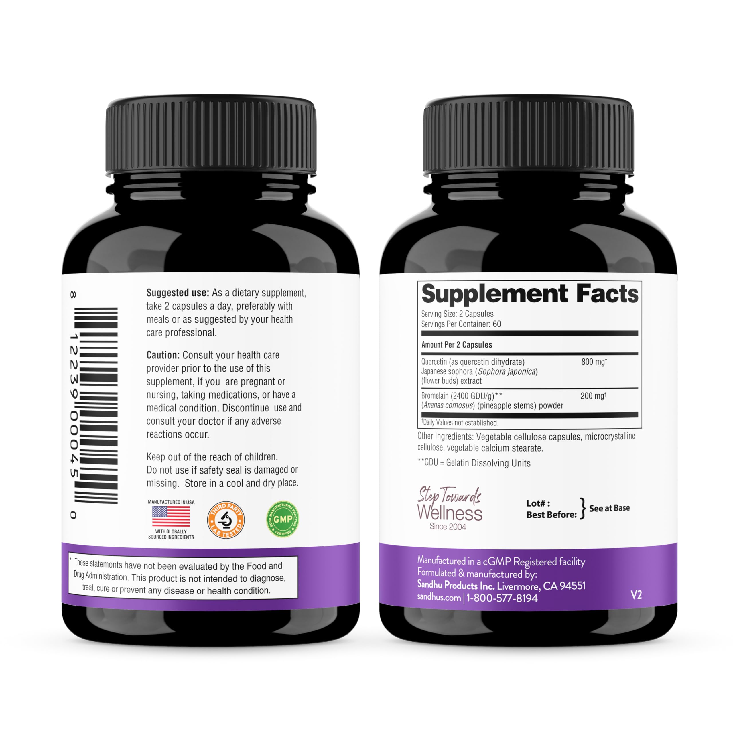 Graphic highlighting high bioavailability of quercetin with bromelain